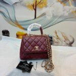 Chanel 33828 Top Handle Bag – Burgundy, 20 cm