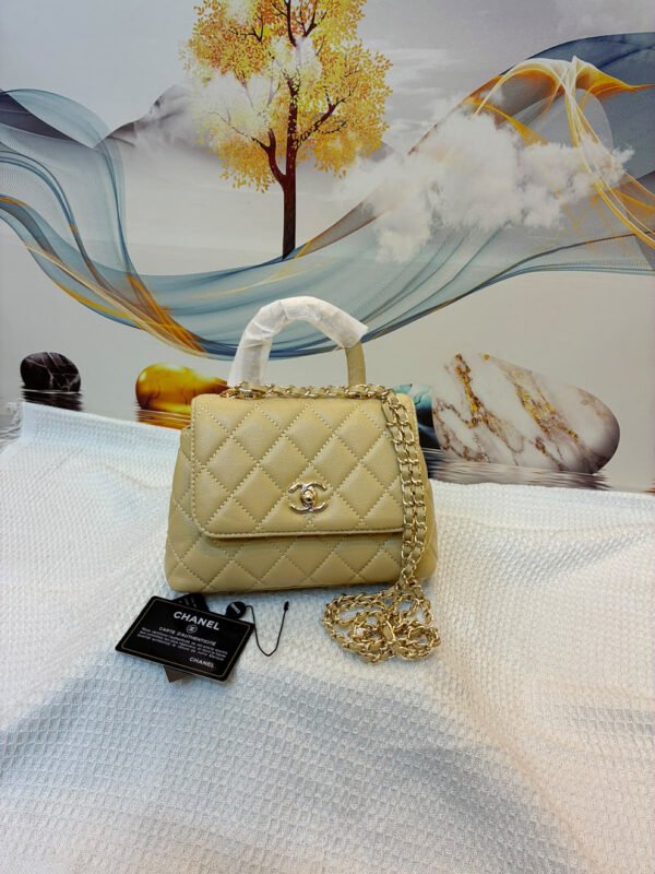 Chanel 33828 Top Handle Bag – Light Beige, 20 cm