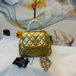 Chanel 33828 Top Handle Bag – Metallic Gold, 20 cm