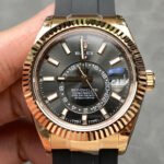 Rolex Sky-Dweller 42mm Rose Gold Case Grey Dial Rubber Strap - Image 2