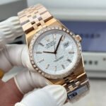 Rolex Land-Dweller Pink Gold White Dial Diamond Bezel