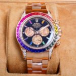 Rolex Daytona 40mm Rose Gold Rainbow Case Black Dial