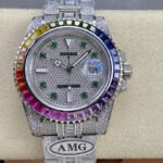 Rolex Submariner Date Rainbow Green Full Diamond