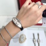 Vintage Baignoire 21mm Silver Diamond Case Black Leather - Image 2