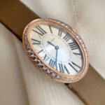 Baignoire 28mm Pink Gold Diamond Case Black Silk Leather - Image 2