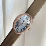 Baignoire 28mm Pink Gold Diamond Case Black Silk Leather - Image 3
